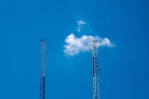 Telecommunication tower of 4G and 5G cellular. Antenna transmission communication. Cell phone signal base station. photo