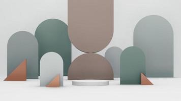 3d render image gray marble podium with white background product display advertisement. photo