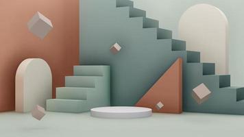 3D rendering image illustration of empty space podium display for product mockup background photo