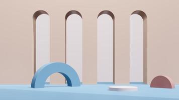 3D rendering image illustration of empty space podium display for product mockup background photo