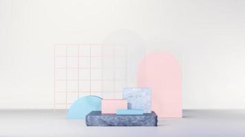 3D rendering image illustration of empty space podium display for product mockup background photo