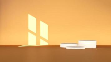 3D rendering image illustration of empty space podium display for product mockup background photo