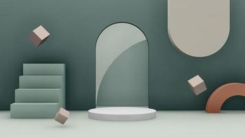 3D rendering image illustration of empty space podium display for product mockup background photo