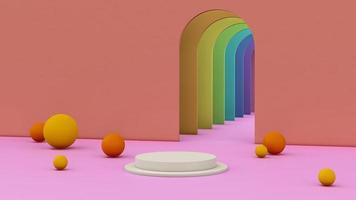 3D rendering image illustration of empty space podium display for product mockup background photo