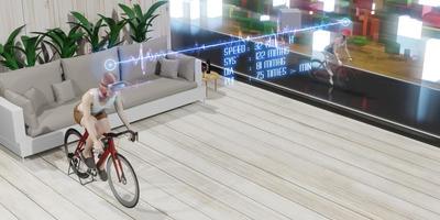 Metaverse Avatars VR Goggles Exercise Cycling Cycling Metaverse 3D Illustrations World Activities and Games photo