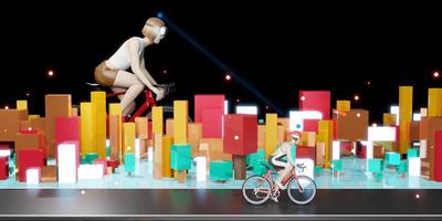 Metaverse Avatars VR Goggles Exercise Cycling Cycling Metaverse 3D Illustrations World Activities and Games