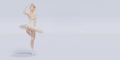 bailarina de ballet modelo femenino bailando en color pastel escena 3d ilustración