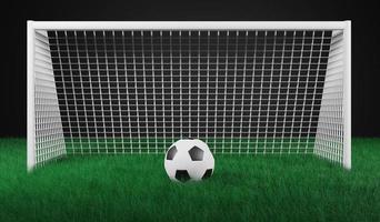 3D render illustration football front of goal in black background photo