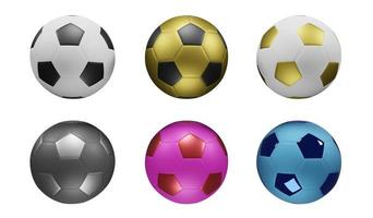 3D render multi style football isolated on white background