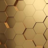 Futuristic gold hexagonal texture background. 3d rendering photo
