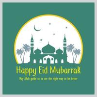 Islamic template or background, happy Eid 2022. Monochrome simple square shape. vector