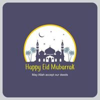 Islamic template or background, happy Eid 2022. Monochrome simple square shape. vector