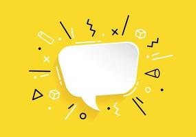 white blank speech bubble with doodle icon set isolated on yellow background. vector illustration.