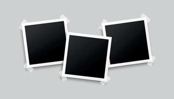 three photo frames on gray background design vector