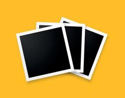 three photo frames on yellow background design vector