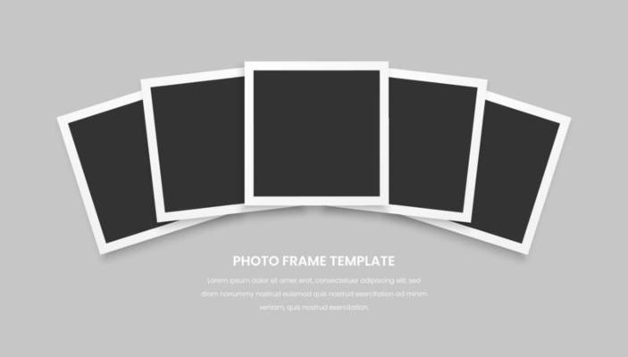 five photo frames on gray background design