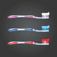 Ilustración de cepillo de dientes de 3 colores vector