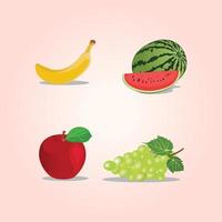 colección de frutas planas vector