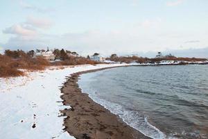 Snowy beach view photo