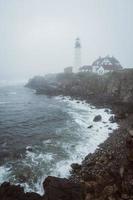 Foggy lighthouse view