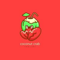 diseño de logotipo de cangrejo de coco vector