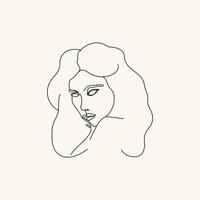 Woman minimal hand-drawn illustration. one-line style drawing vector