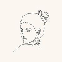 mujer mínima ilustración dibujada a mano. dibujo de estilo de una línea vector