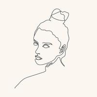 Woman minimal hand-drawn illustration. one-line style drawing vector