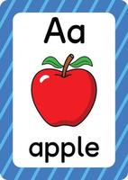 vector de manzana aislado sobre fondo blanco letra a flashcard dibujos animados de manzana