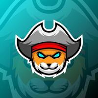 ilustración gráfica vectorial de un gato pirata en estilo de logotipo de esport. perfecto para el equipo de juego o el logotipo del producto vector