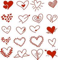 A SET OF HEART DOODLES vector