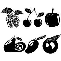 vector de fruta color blanco y negro adecuado para símbolos