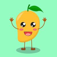 Illustration of cute mango with smile expression vector