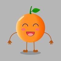 ilustración de linda fruta naranja con expresión de sonrisa vector