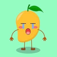 Illustration of cute mango with crying expression vector