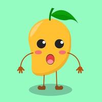 ilustración de lindo mango con expresión sorprendida vector