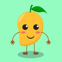 Illustration of cute mango with smile expression vector