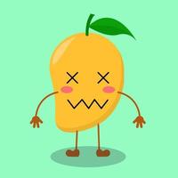 Illustration of cute mango with sick expression vector