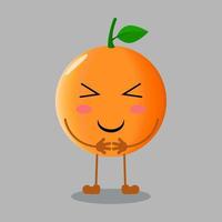 ilustración de linda fruta naranja con expresión de sonrisa vector