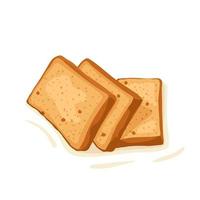 Bread toast or rusk indian crunchy snack vector illustration