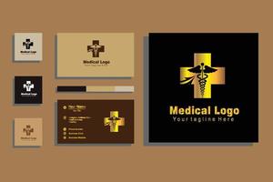 gold color medical clinic logo vector