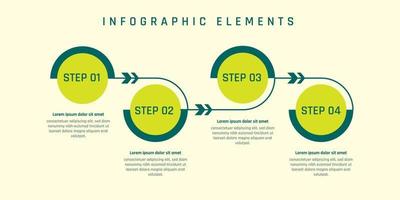 Infografía de perfil de empresa de hito amarillo y verde de 5 pasos vector