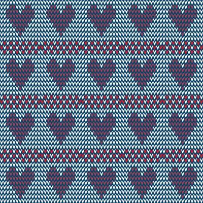 Seamless pattern knit hearts background