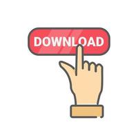 vector illustration of download button and hand template icon template.