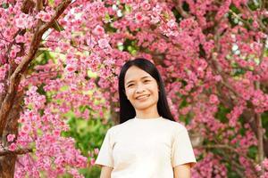 Asian woman tourists smile happily. photo