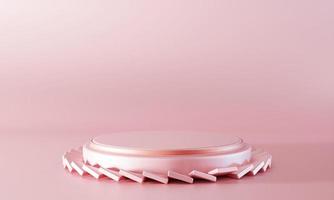 Minimal pink podium stage background. Abstract object scene for advertisement concept. 3D illustration rendering photo