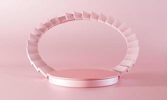 Minimal pink podium stage background. Abstract object scene for advertisement concept. 3D illustration rendering photo