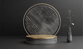 Luxury gold and white gray black marble podium for cosmetics advertising template background. Object and business mockup concept. 3D illustration rendering