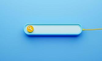 Minimal style search bar user interface with empty space for fill in text on blue background. Internet template and form computer graphic concept. 3D illustration rendering photo