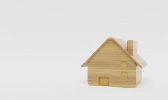 Wooden house on white background. Exterior and object concept. 3D illustration rendering photo